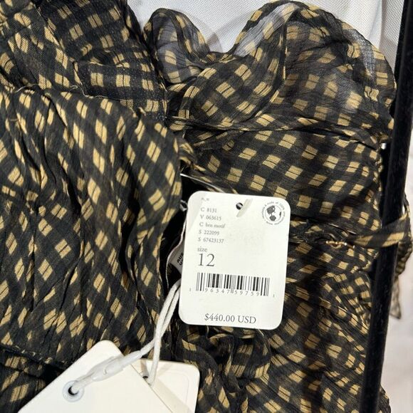 SHONA JOY SOFIA RUCHED SEMI SHEAR MAXI DRESS SIZE 12 IN BLACK SAND NWT - Picture 10 of 11